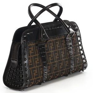 Fendi Studded Leather FF Zucca Handbag
